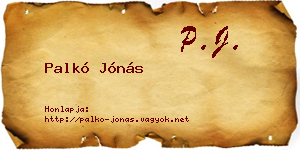 Palkó Jónás névjegykártya